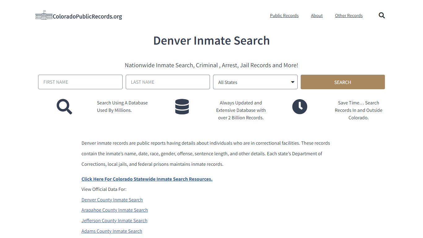 Denver Inmate Search - Current & Past DPD CO Jail Records